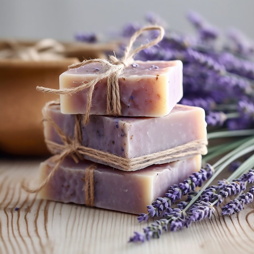 Handmade lavender soap.